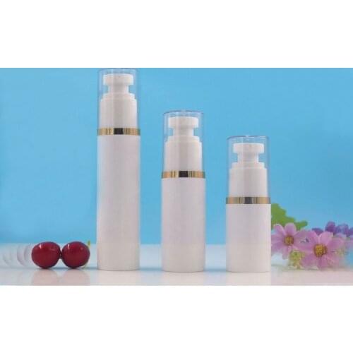 15ml white airless bottle clear lid gold line for lotion/emulsion/serum/toner/foundation skin care cosmetic packing