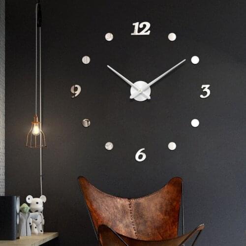48" Large 3D DIY Wall Clock Modern Design Silent Big Digital Acrylic Self Adhesive Wall Clock Sticker for Living Room Decor