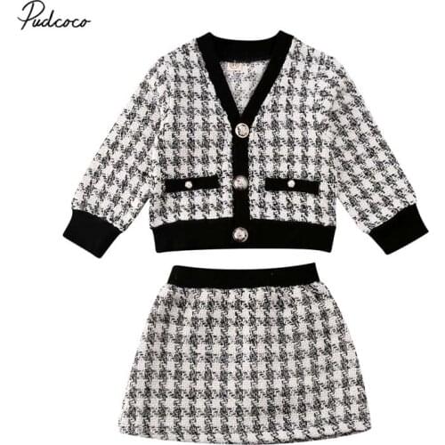 2019 Baby Spring Autumn Clothing Toddler Baby Girls Winter Clothes Plaid Coat Tops+Tutu Dress 2Pcs OL Style Formal Outfits