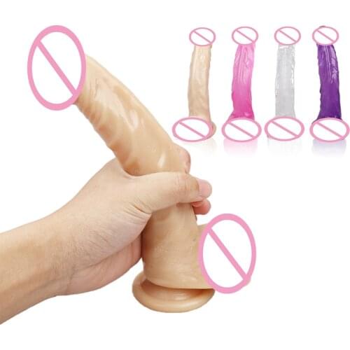 Erotic Soft Jelly Dildo Anal Butt Plug Realistic Penis Strong Suction Cup Dick Toy for Adult G-spot Orgasm Sex Toys for Woman
