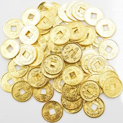 Hot Sale 24/20mm Golden Chinese Ancient Feng Shui Lucky Coin Good Fortune Dragons Antique Wealth Money Collection Gift Wholesal