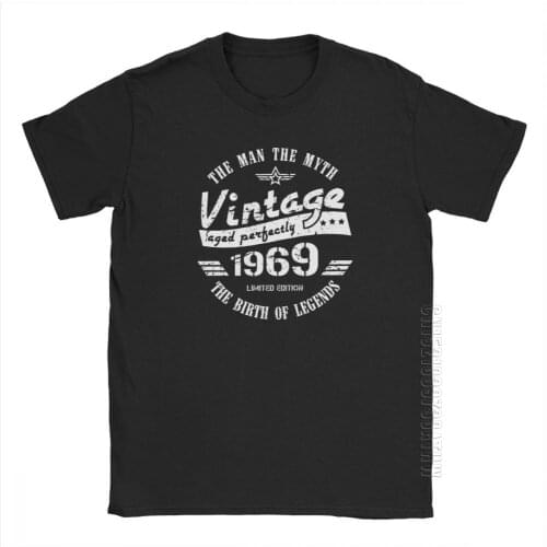 Vintage 1969 50th Birthday T Shirts Retro Anniversary Tees Gift For Men Fun T-Shirts For Men Short Sleeves Tops 100% Cotton