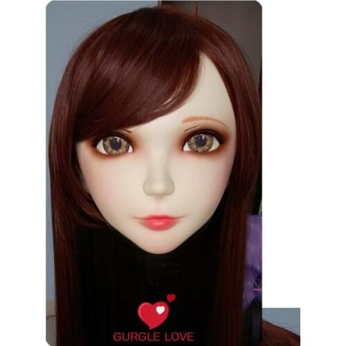 GL009)Female Sweet Girl Resin Kigurumi BJD Mask Cosplay Japanese Anime Role Lolita Lifelike Real Mask Crossdress Sex Love Doll