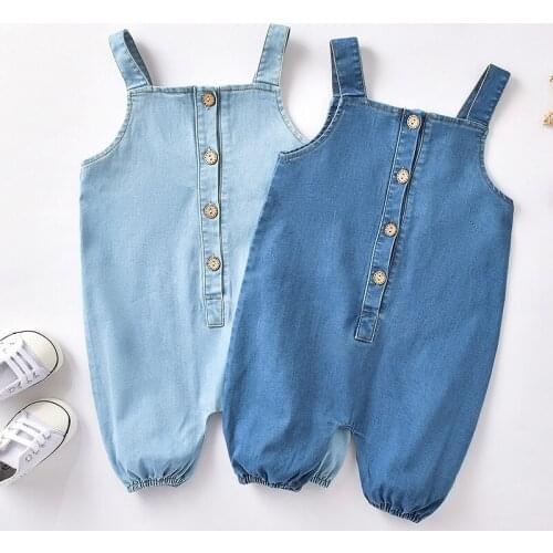 Summer Autumn Baby Boys Girls Clothes Toddler Baby Boys Girl Sleeveless Cowboy Romper Infant Baby Boys Girls Jumpsuit
