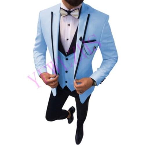 Handsome Groomsmen Peak Lapel Groom Tuxedos Mens Wedding Dress Man Jacket Blazer Prom Dinner (Jacket+Pants+Tie+Vest) A212