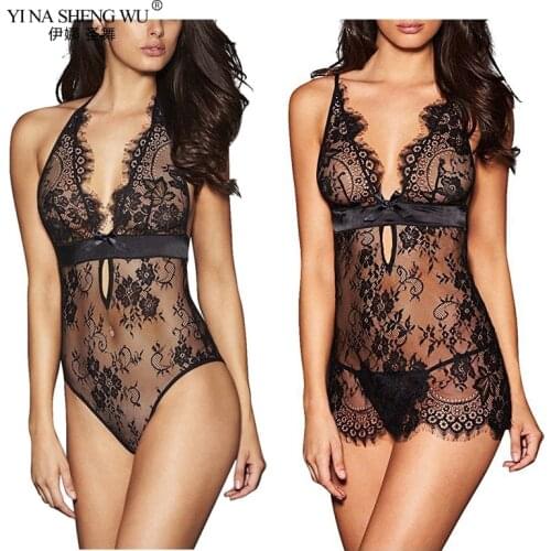 Lace Sex Costumes Transparent Lingerie Sexy Hot Erotic Underwear Women Backless Babydoll Nightdress Sexy Lingerie Sex Clothes
