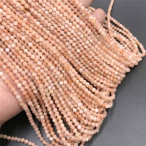 2 3mm Natural stone Small Beads round gold Natural sunstone beads Micro spacer gem beads tiny faceted section loose stone beads