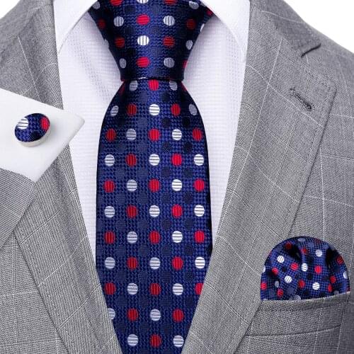 Fashion Purple Dot Men Tie Set 8.5cm Silk Jacquard Neckties Wedding Business Handkerchief Cufflink Tie Barry.Wang FA-5289