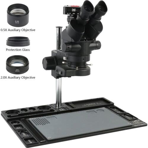3.5X-90X Simul Focal Trinocular Stereo Microscope 1080P 4K UHD Digital Microscopio Camera+Multifunction Aluminum Alloy Stand