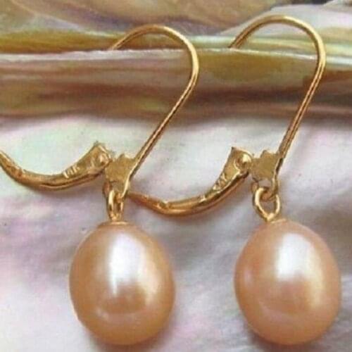 GENUINE 11-13 MM AAA++ PINK SOUTH SEA PEARL EARRINGS 14k/20 SOLID GOLD MARKED