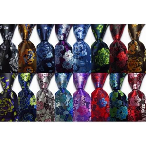 New Fashion Floral Tie Mens 9cm Silk Necktie Set Blue Red Pink JACQUARD WOVEN 100% Silk Mens Tie Necktie