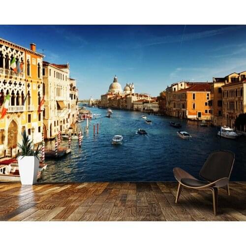 Papel de parede Venice Grand Canal and Santa Maria Basilica retro architecture 3d wallpaper,living room tv wall bedroom mural