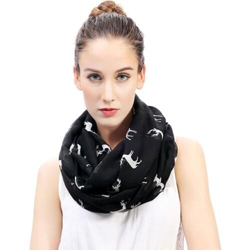 Deer Animal Print Womens Infinity Loop Scarf Snood Lightweight Christmas Gift