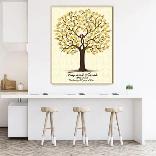 Wedding guest book baby shower fingerprint tree Personalized first communion souvenir signature guestbook canvas poster painting