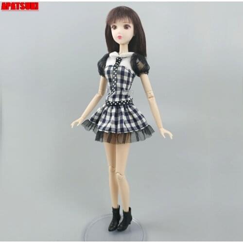 White Black Plaid Doll Dresses For Barbie Doll Clothes Outfits Dancing Costume Party Gown For 1/6 BJD Dolls Kids & Baby Toys