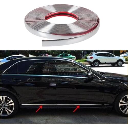 5m x / 6/8/10/12/15/18/20/22/25/30mm silver plated molding car door protection strip with rearview mirror anti-collision
