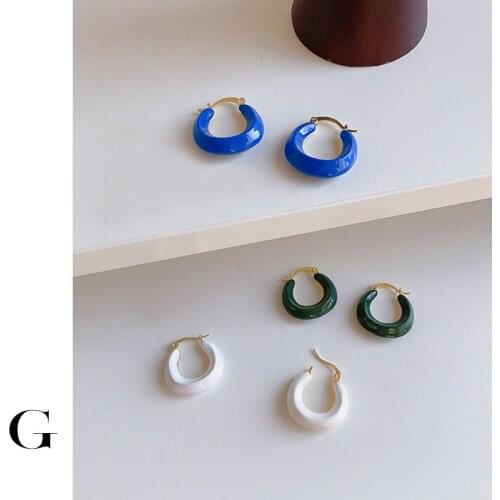 GHIDBK Multi Color Dripping Oil Earrings Irregular Metal Chic Small Hoop Earring Classic Retro Temperament Jewelry