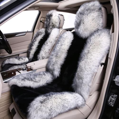 Rownfur Car Seat Cover Universal Size For All Types Of Car Front Seat Warm Australian Sheepskin Car Seat Protector Cushion