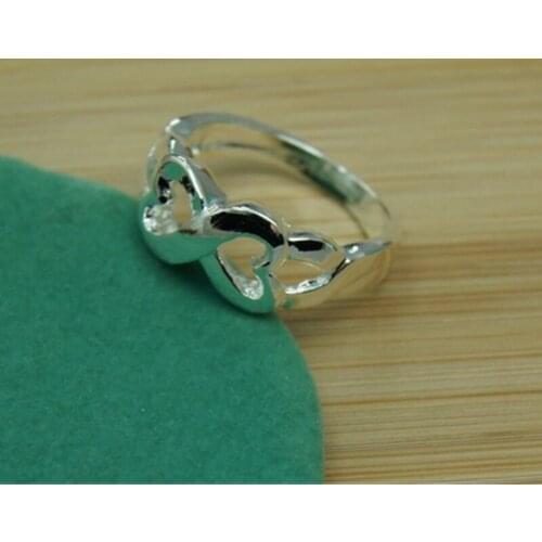 BABYLLNT 925 Sterling Silver Double Heart Ring For Women Wedding Engagement Party Fashion Charm Jewelry Gift