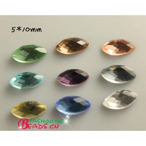 Choose color 30pc/lot faceted 5x10mm navette crystal Flatback Rhinestones glass stones for iphones makings nails