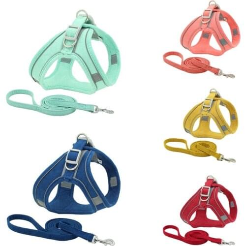 Reflective Dog Cat Harnesses Vest Pet Dog Nylon Harness And Leash Set For Chihuahua Pug Small Medium Chest Strap Walking Leash