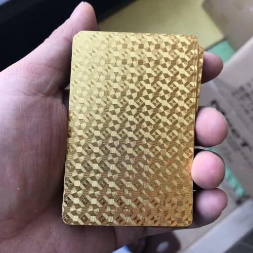 Golden Poker Waterproof Plastic Playing Cards Collection Gold Diamond Poker Cards Creative Gift Standard Lattice Playing Cards