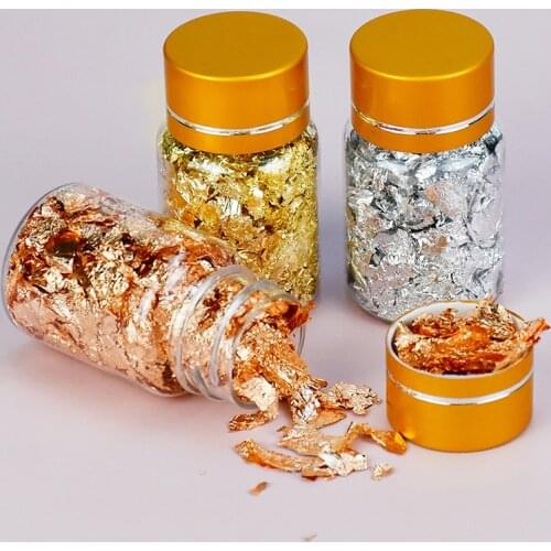 1 Bottle Gold Silver Foil Fillings Materials Shiny Gold Flake Sequins Nail Art Decoration for Manicure Jewelry Making Tool