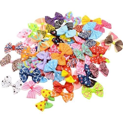 100 Pcs/Bag Dot Floral Printing 2‘’ Ribbon Bows NO CLIPS DIY Gift Box Decoration Mix Pattern Accessories