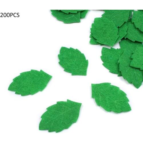 200pcs Green Leaves Leaf Card Making Decorating DIY Sewing Crafts Felt Handcraft Applique Wall Stickers 30mm