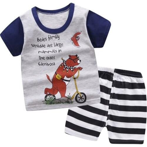 2020 New summer baby boy clothes Cotton Short Sleeve T-shirt Set kids girls clothes set body suit cartoon bear Childrens sets