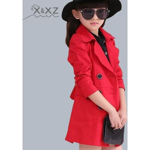 2021 Spring Autumn Girls Trench Coats Fashion Kids Windbreaker Girl Jacket Teenager Outerwear Children Long Clothes