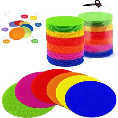 30 Pieces Carpet Spots Hook and Loop Circles Carpet Markers Sitcky Carpet Spots Markers For Classroom, 4 Inches, 6 Colors