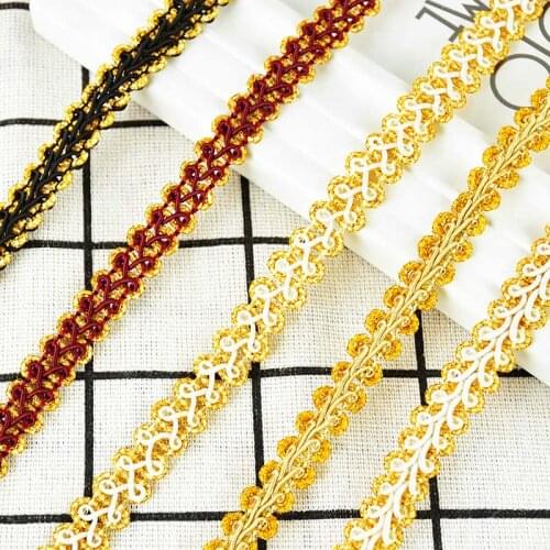 5yards/lot Gold Centipede Braided Lace Trim Ribbon DIY Handmade Embroidered Sewing Fabric Clothes Accessories Home Decoration