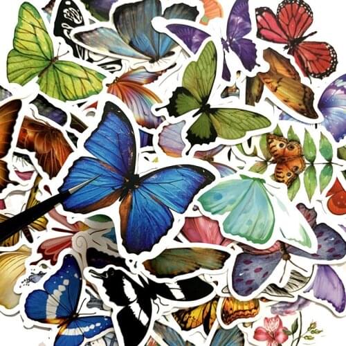 50pcs alien butterfly material cartoons Stickers For Suitcase Skateboard Laptop Luggage Fridge Phone Car Styling DIY Decal