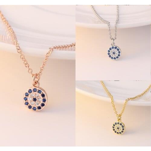 925 Sterling Silver Pin Devils Eye Necklace Short Blue Eye Round Collar Chain Pendant for Added Charm