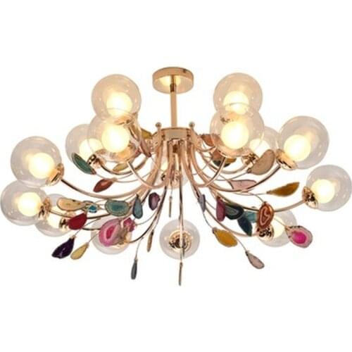 G9 Agate Chandeliers Glass Ball Lampshade Hanging Lamps Lustre Lighting Living Room Pendant Chandelier Lights