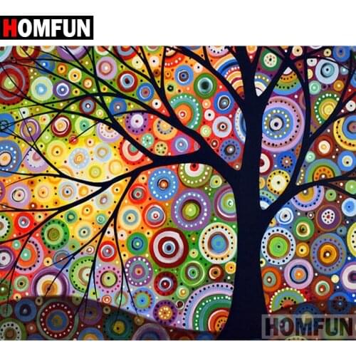 HOMFUN 5D DIY Diamond Painting Full Square/Round Drill "Cartoon tree" 3D Embroidery Cross Stitch gift Home Decor A06009