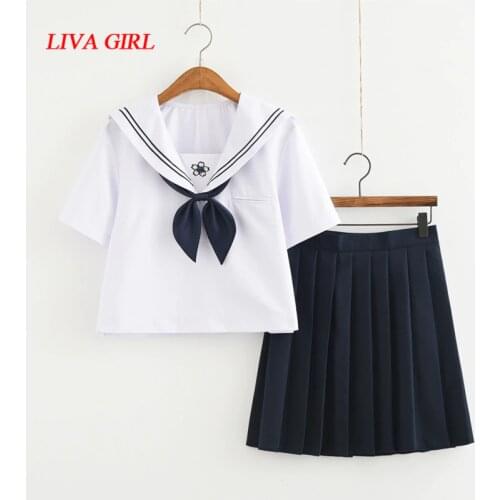 White Shirt+Red/Navy blue Skirt Special Sailor Costumes High School Student JK Uniform Japan Korean School Girl Costume
