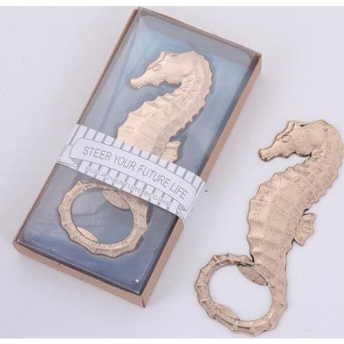 Free shipping 100pcs/lot zinc alloy sea horse beer bottle opener wedding bridal showers party favors and gifts supplies SN1932
