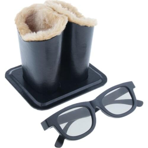 Double Head Eyeglasses Holder Stand Case, Anti-Scratch, Plush Lined PU Protective Glasses Case for Home Work School Office