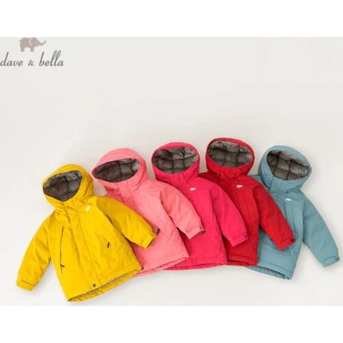 DB12109 dave bella unisex baby boy girl down jacket children 90% white duck down outerwear fashion solid coat