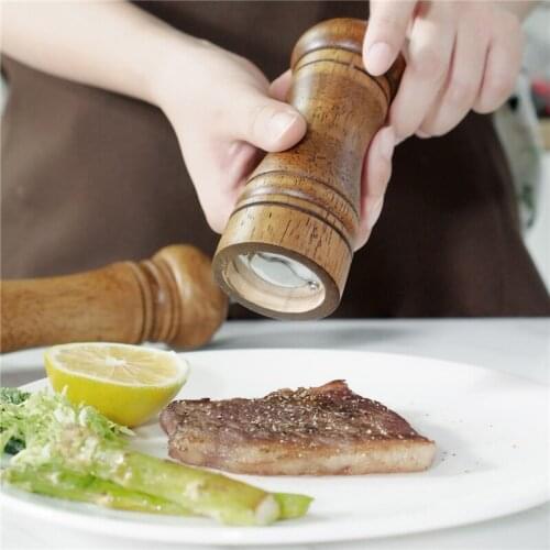 Wooden Pepper Grinder Manual Rotating Pepper Shaker Oak Duster Seasoning Pepper Grinder Kitchen Grinding Bottle Seasoning Jar