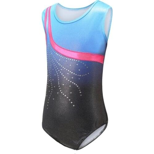 Girls Children Kids Gymnastics Suit Breathable Soft Fashion Sequins Color Sleeveless Matching Gymnastics Suit Dance Clothes