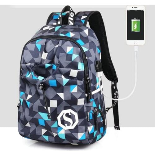 2018 man and womens oxford travel bag multifuncitonal backpack with outer USB port extra water bottle pocket student laptop bag
