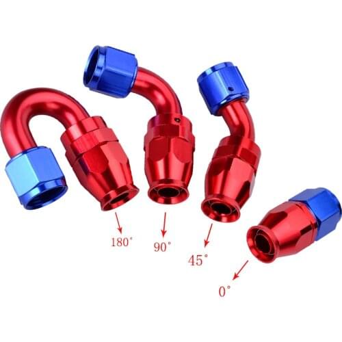 Red Blue Aluminium Fitting AN6 0 45 90 180 Degree Swivel AN Fitting Adapter Hose End Oil Fuel Reusable Fitting