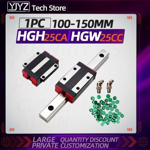 Linear Rail Guide 1pc 100/150mm HGR25+1pc HGH25CA/HGW25CC Linear Narrow/Flange carriges Sliding Block cnc parts