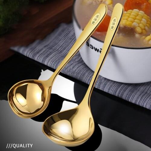 Stainless Steel Soup Spoon Long Handle Home Drink Round Soup Scoop Light Luxury Hotel Restaurant Public Spoon Hot Sell