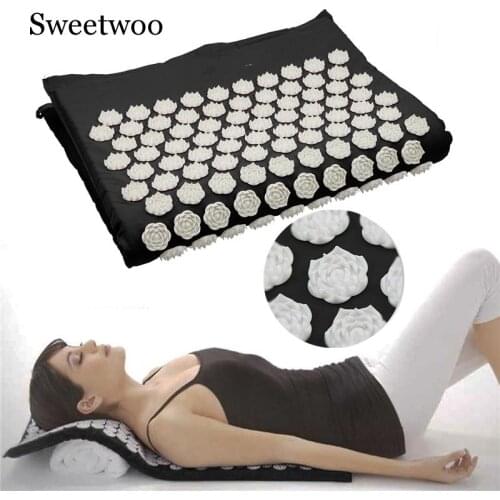 Mat/Pillow 2 choice) Fitness Yoga Spike Mat Lotus Acupuncture Massage Mat Bed Pilates Yoga Massager Cushion Relieve Stress Pain