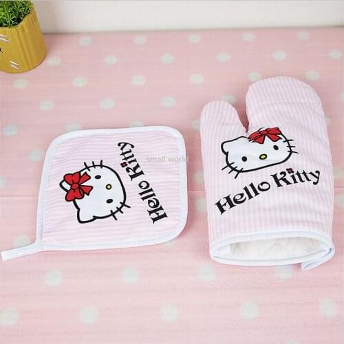 Microwave Oven Insulated Gloves High Temperature Resistant Heat Resistant Heat Proof Mat Cartoon Cute Kitchen Oven Baking Gloves