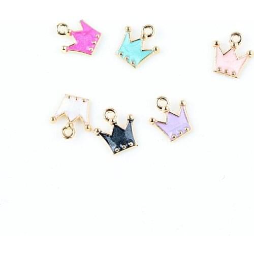 MIX 30pcs/pack Crown Enamel Charms for Earring Bracelets DIY Jewelry Making So Beauty